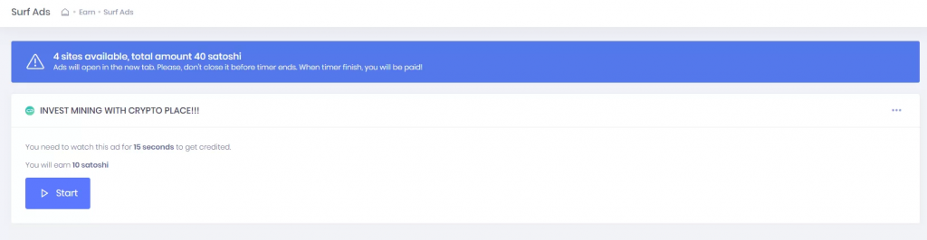 Adbit Earn dashboard